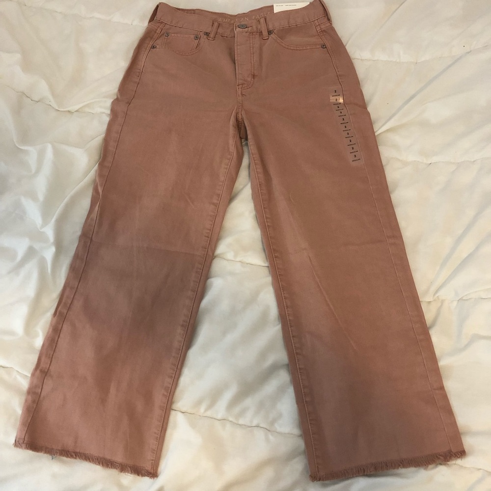 NWT American Eagle Pink Wide Leg Crop